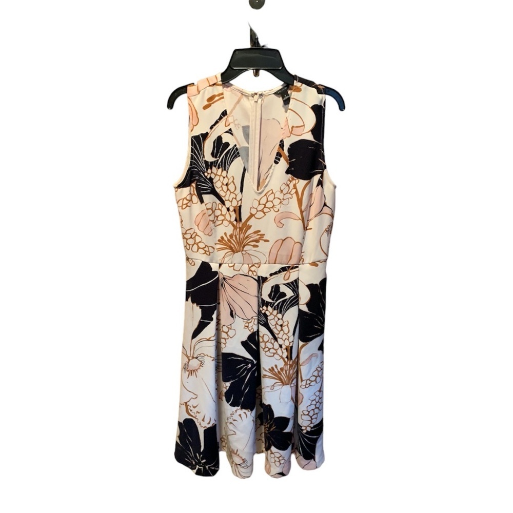 Ann Taylor Pleated Floral V-neck Dress Size 2